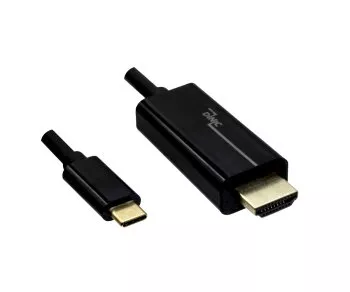 USB 3.1-kabel type C-stik til HDMI, 4K2K@60Hz, HDCP, HDR, sort, længde 2,00 m, polybag